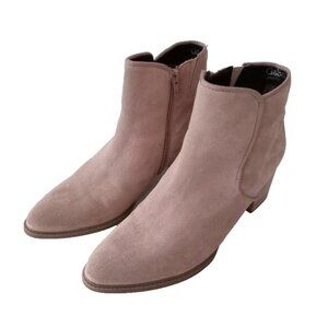 Gabor Women Suede Ankle Boots Beige Block Heel Classic Minimalist Comfort Sz 9.5